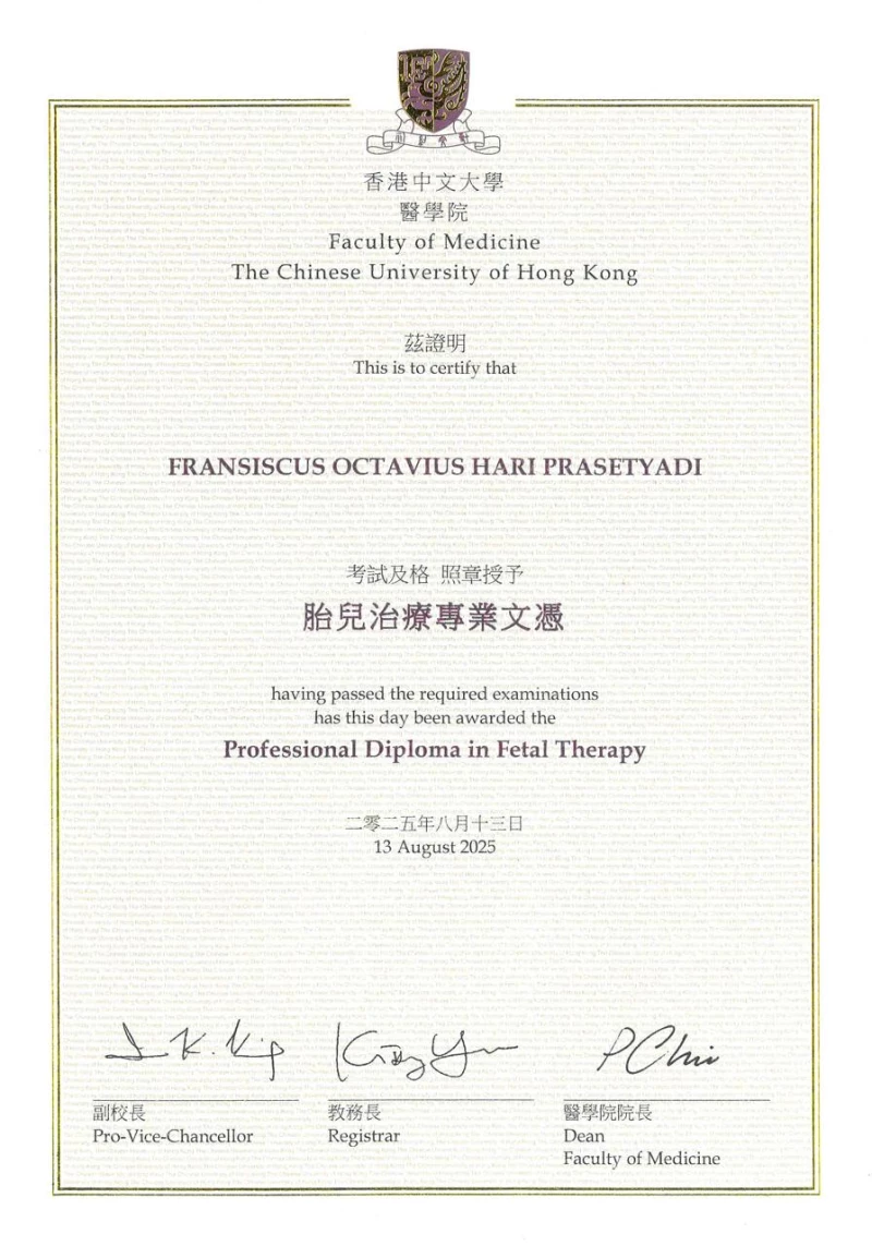 Award: Professional Diploma in Fetal Therapy