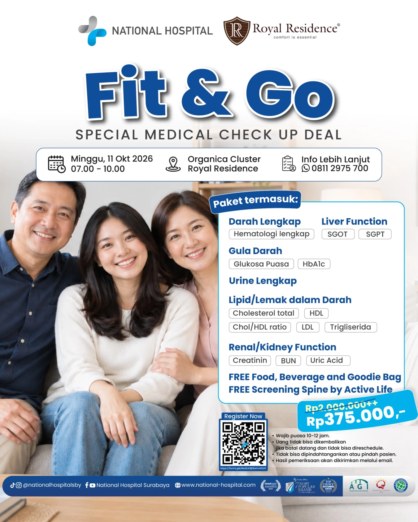 National Hospital x Royal Residence Hadirkan:  Fit & Go - SPECIAL MEDICAL CHECK UP DEAL